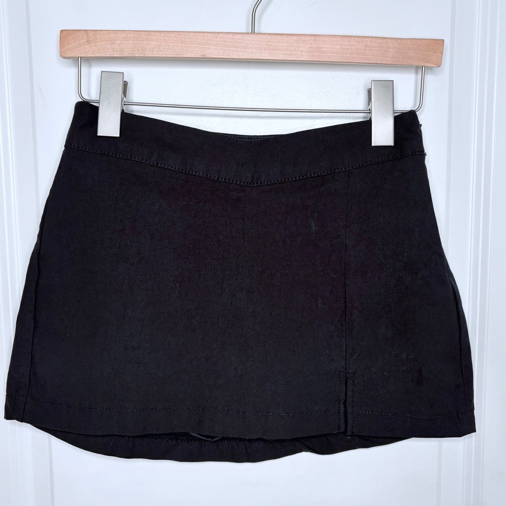 Garage Black Mini Skort Side Slit Stretch Rayon Blend‎ Womens Size XS